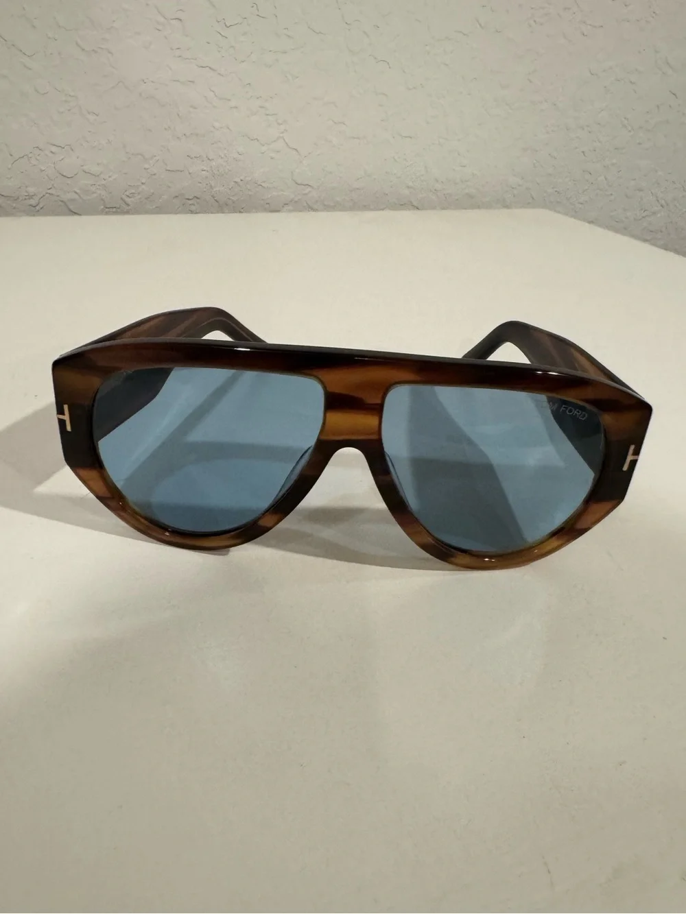 Tom Ford Bronson Tortoiseshell Sunglasses with blue lens
